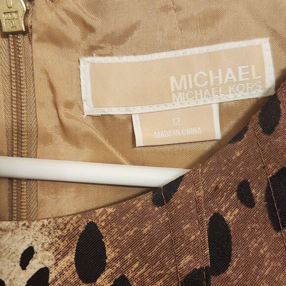 Michael Kors Leopard Print Sleeveless Midi Dress, Women's Size 12 Sheath Shift - Picture 3 of 6